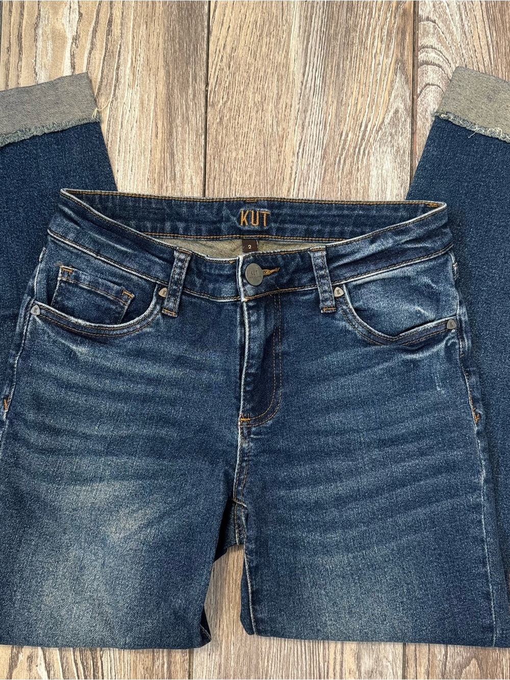 Kut from the Kloth Straight Leg Dark Blue Wash Jeans